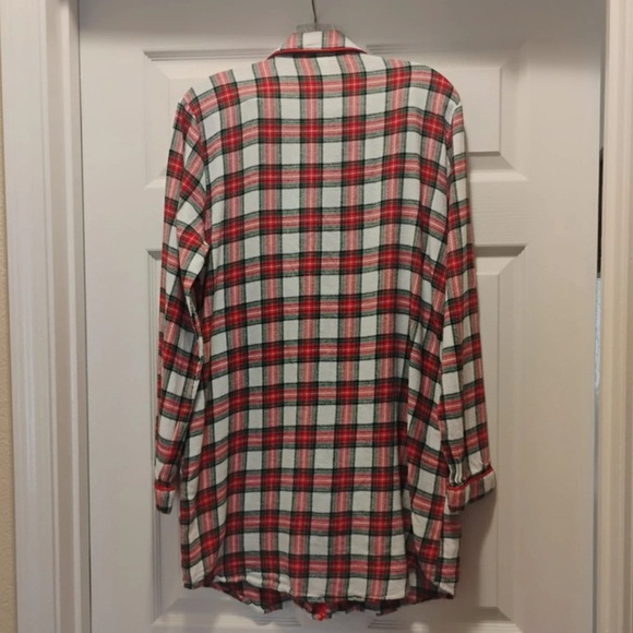 Disney Minnie Mouse Red Plaid Button-Up Sleep Shirt Nightgown Long Top Size S - Picture 3 of 6
